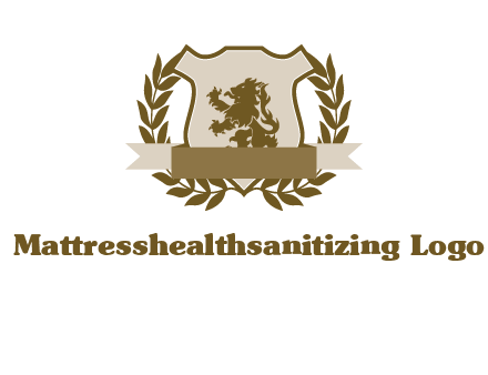 lion on shield logo with a wreath