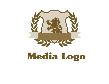 lion on shield logo with a wreath