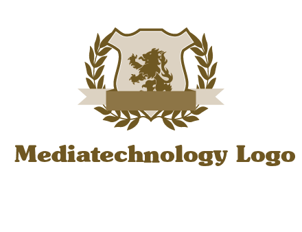 lion on shield logo with a wreath