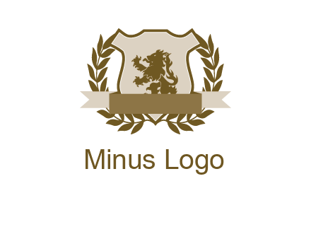 lion on shield logo with a wreath