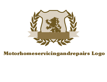 lion on shield logo with a wreath