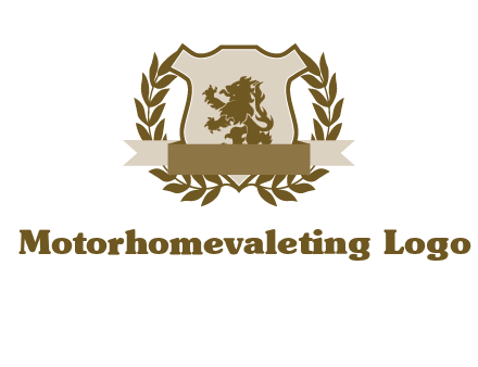 lion on shield logo with a wreath