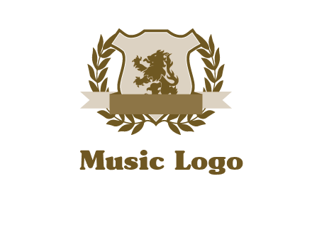 lion on shield logo with a wreath