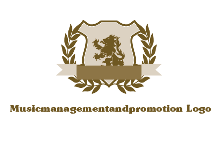 lion on shield logo with a wreath