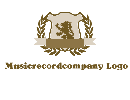 lion on shield logo with a wreath