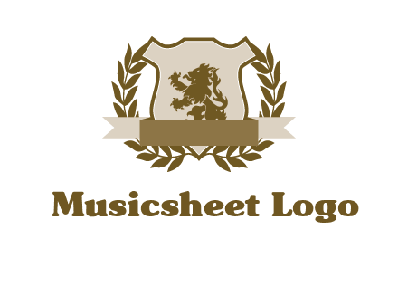 lion on shield logo with a wreath