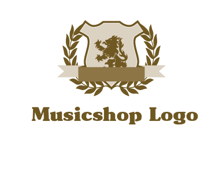 lion on shield logo with a wreath