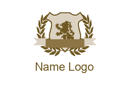 lion on shield logo with a wreath