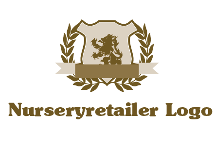 lion on shield logo with a wreath