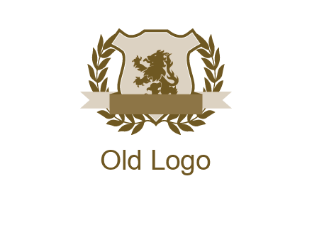 lion on shield logo with a wreath