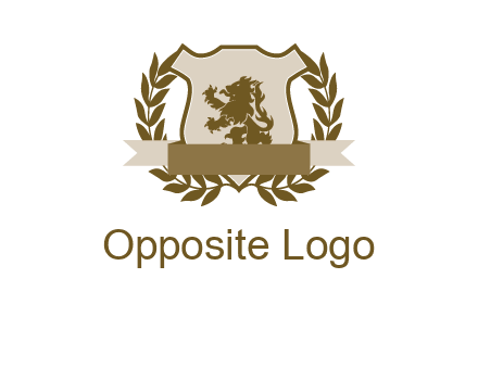 lion on shield logo with a wreath