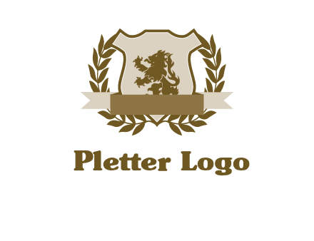 lion on shield logo with a wreath