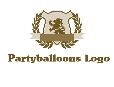 lion on shield logo with a wreath