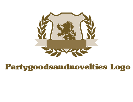 lion on shield logo with a wreath