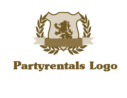 lion on shield logo with a wreath