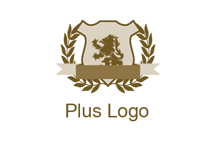 lion on shield logo with a wreath