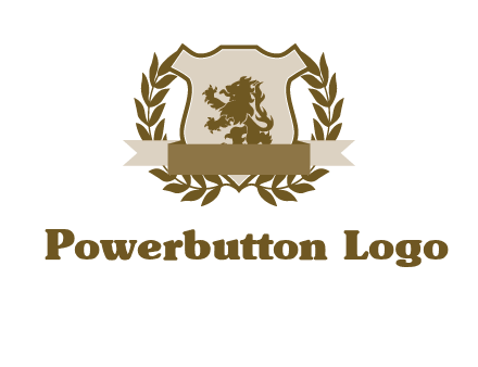lion on shield logo with a wreath