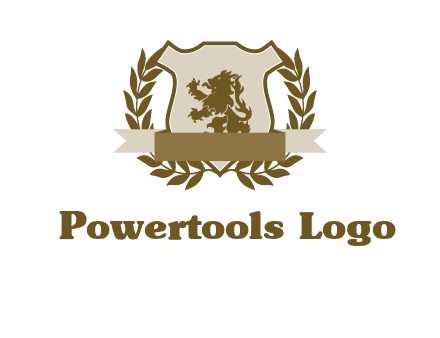 lion on shield logo with a wreath