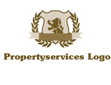 lion on shield logo with a wreath