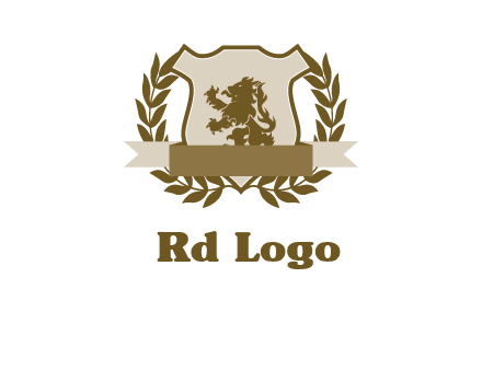 lion on shield logo with a wreath