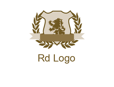 lion on shield logo with a wreath