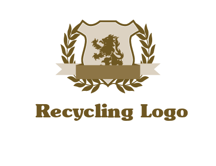 lion on shield logo with a wreath
