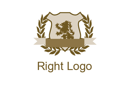 lion on shield logo with a wreath