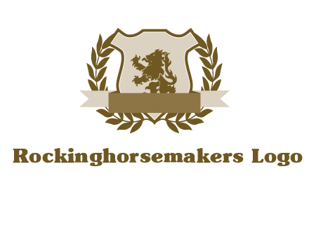 lion on shield logo with a wreath
