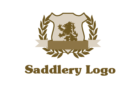 lion on shield logo with a wreath