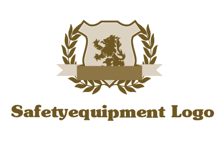 lion on shield logo with a wreath