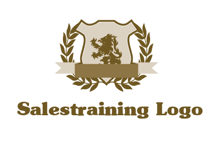 lion on shield logo with a wreath