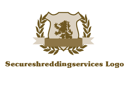 lion on shield logo with a wreath