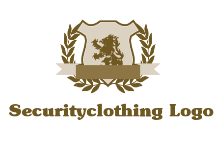 lion on shield logo with a wreath