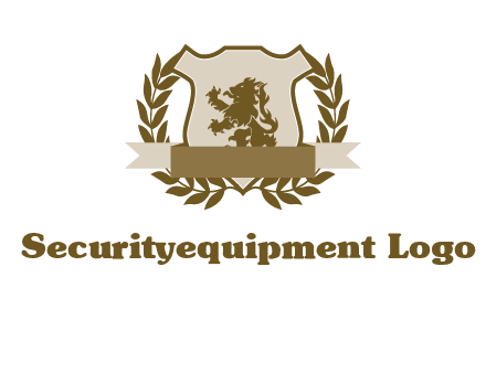 lion on shield logo with a wreath