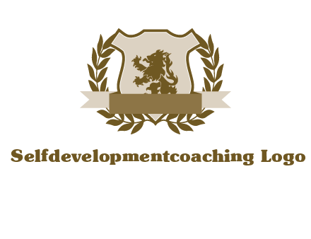 lion on shield logo with a wreath