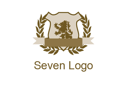 lion on shield logo with a wreath