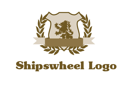 lion on shield logo with a wreath