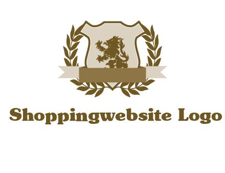 lion on shield logo with a wreath