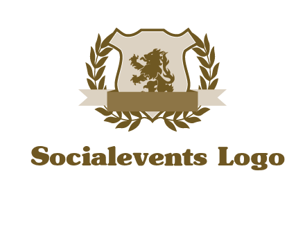 lion on shield logo with a wreath