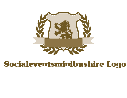 lion on shield logo with a wreath