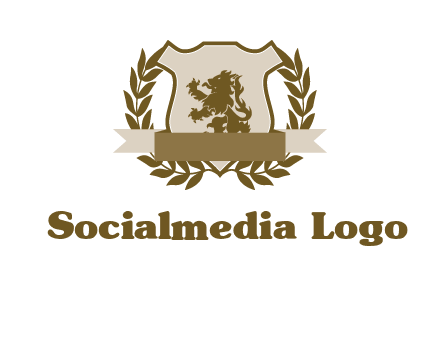 lion on shield logo with a wreath