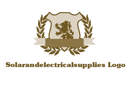 lion on shield logo with a wreath