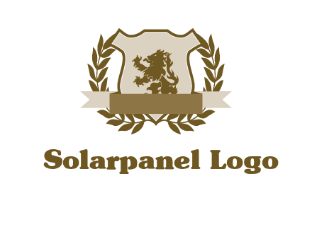 lion on shield logo with a wreath