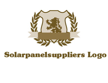 lion on shield logo with a wreath