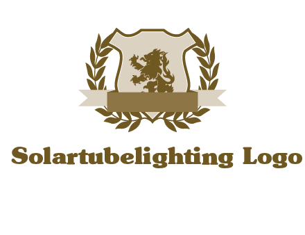 lion on shield logo with a wreath
