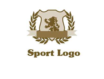 lion on shield logo with a wreath