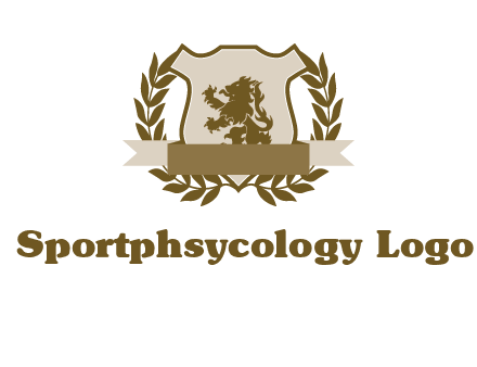 lion on shield logo with a wreath