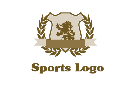lion on shield logo with a wreath