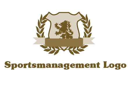 lion on shield logo with a wreath
