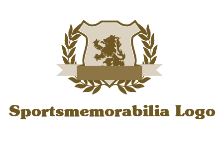 lion on shield logo with a wreath